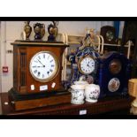 A Victorian mantel clock with two train movement,
