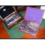A cased set of old technical drawing instruments a