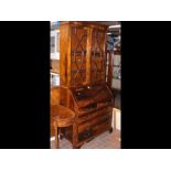 A mahogany bureau bookcase with fitted interior an