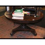 A circular Victorian mahogany dining table on shap