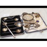 Silver coffee spoons and others