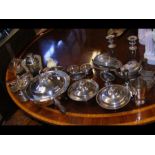 A Mappin & Webb silver plated serving dish, togeth