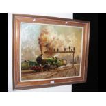 ALAN FEARNLEY - oil on canvas of locomotive 'Warwi