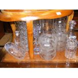 A collection of cut and other glassware, including