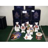 Six Royal Crown Derby Teddy Bears, together with a