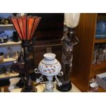 Four assorted table lamps