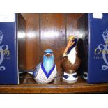 Two boxed Royal Crown Derby bird paperweights, inc