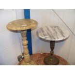 A marble style plant stand and one other