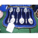 A cased set of six silver teaspoons