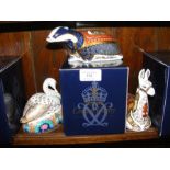 Three boxed Royal Crown Derby animal paperweights,