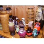 Selection of German pottery vases, etc.