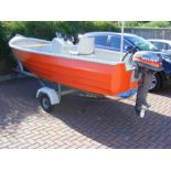 A 15ft fishing boat with trailer, 15HP Mariner outboard and radio