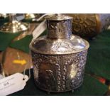 A Continental silver tea caddy - 9cms high