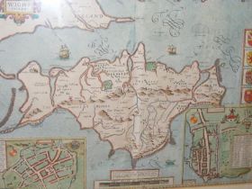An antique hand coloured JOHN SPEED map of the Isl
