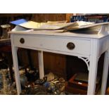 A white painted side table with single drawer - wi