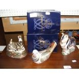Two boxed Royal Crown Derby animal paperweights in