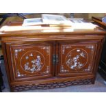 A 93cm wide Oriental blanket chest with mother of