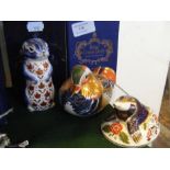 Three boxed Royal Crown Derby animal paperweights