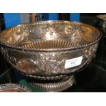 A large silver bowl with Adam swag design and Lond