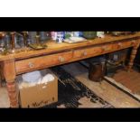 A Victorian style pine farmhouse table with drawer