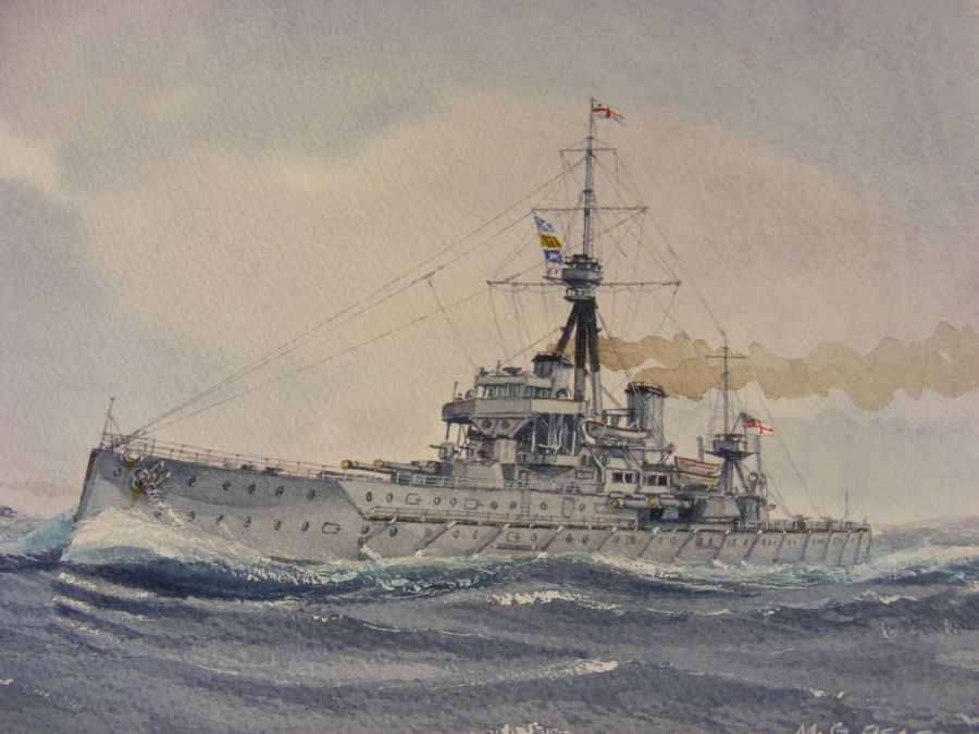 M G PEARSON - watercolour of HMS Dreadnought - 27c - Image 4 of 6