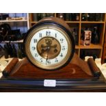 A Victorian Drum Head mantel clock with two train