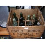 A vintage bottle crate containing twelve Isle of W