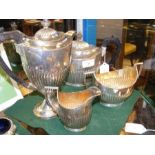 A four piece silver tea set, Birmingham 1890, 52 t