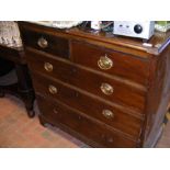 A mahogany chest of two short and three long drawe