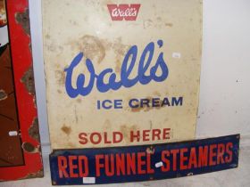 An old enamel Wall's Ice Cream sign, together with