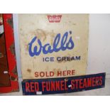 An old enamel Wall's Ice Cream sign, together with