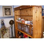 A tall pine open bookcase with five shelves - widt