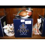 Three boxed Royal Crown Derby animal paperweights,