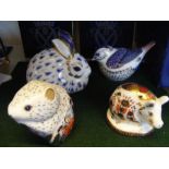 Four boxed Royal Crown Derby animal paperweights i