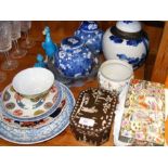 Assorted oriental ceramics, including a lidded box