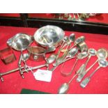 A selection of small silver items including flatwa