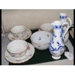 Meissen cups and saucers, blue and white Meissen j