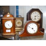 A continental mantel clock, together with three ot