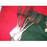 A set of five silver dining forks, Exeter 1854/57