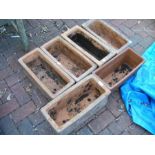 Six terracotta rectangular garden troughs