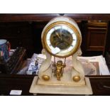 A French alabaster mantel clock