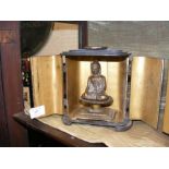 A Japanese Zushi with bronze buddha on gilt wooden