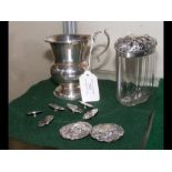 A silver presentation Christening cup, together wi