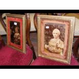 A pair of Victorian prints on glass