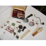 A box of costume jewellery etc.