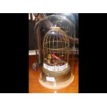 A modern bird automaton under glass dome - 33cms h
