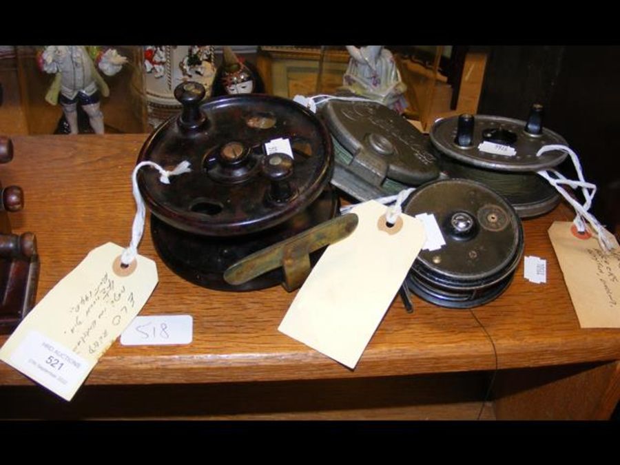 A Pridex vintage fishing reel, a Geminia reel, tog