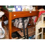 A two tier yew wood occasional table with drawer u