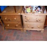 A pair of two drawer bedside chests