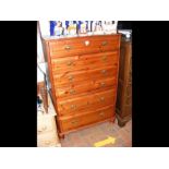 A pine chest of six long drawers - width 85cms